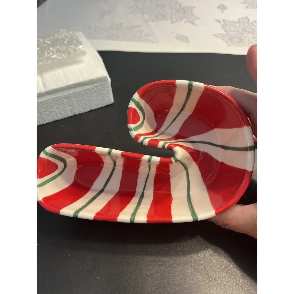 Pier One Candy Cane Dip Bowl Set w Candy Cane Spreader